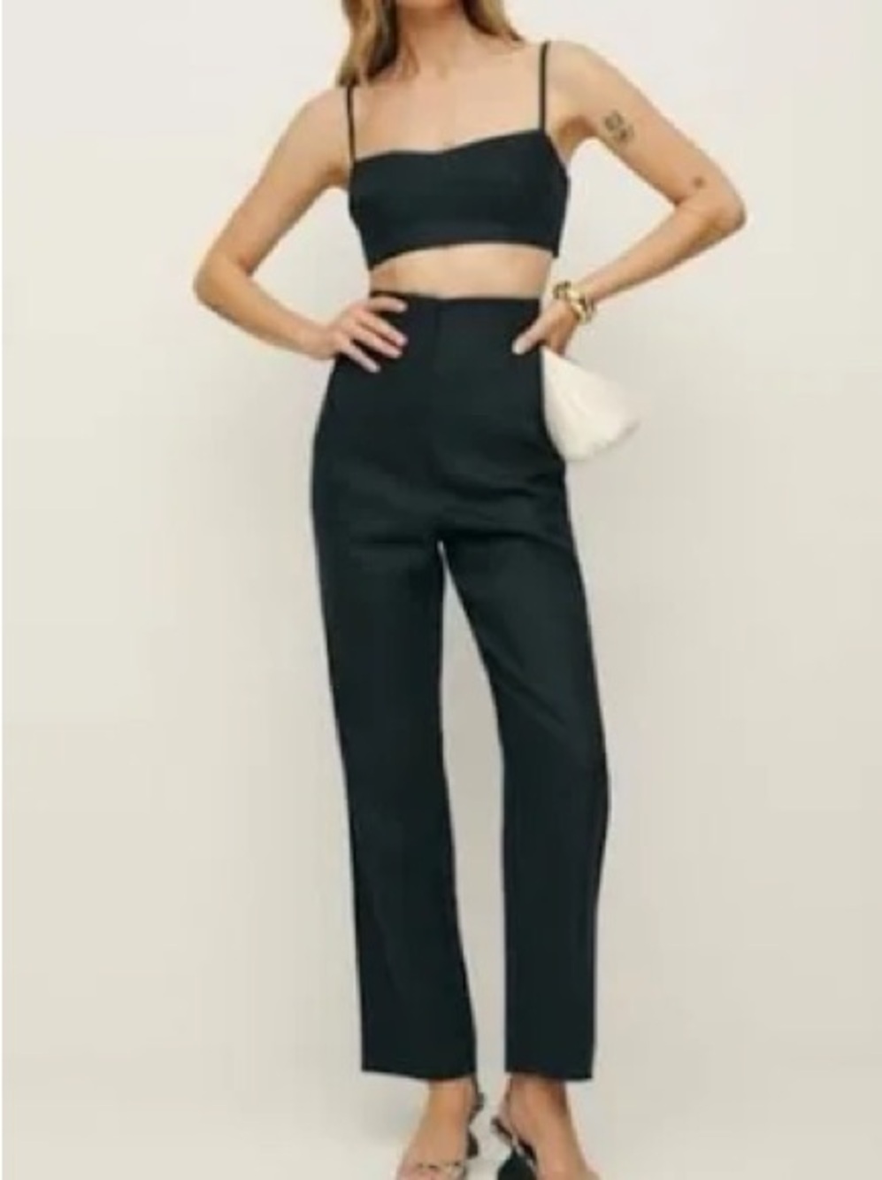 Reformation Colton Linen Pant Black - Size 2